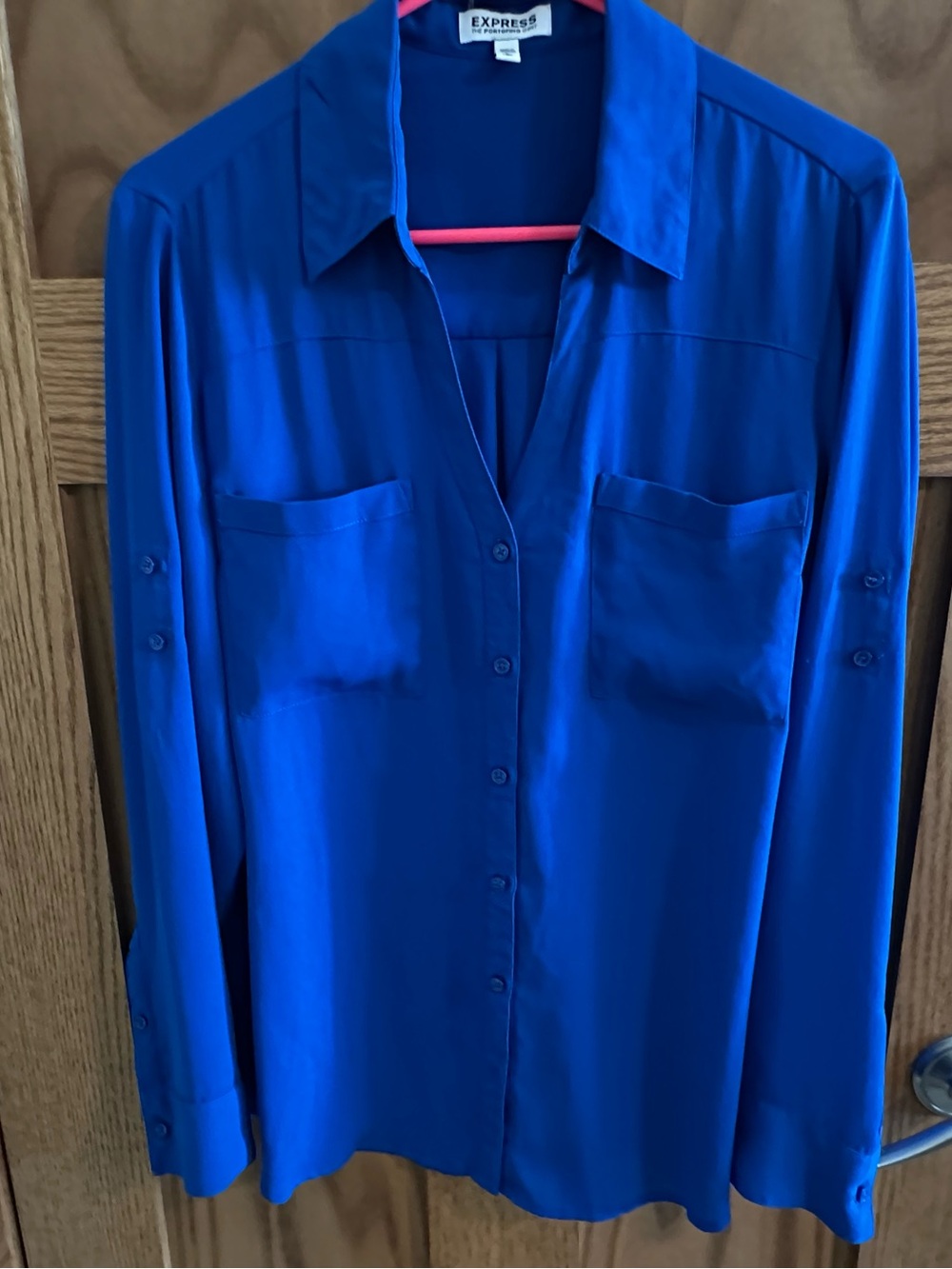 Express Button-Down Blouse in Vibrant Blue